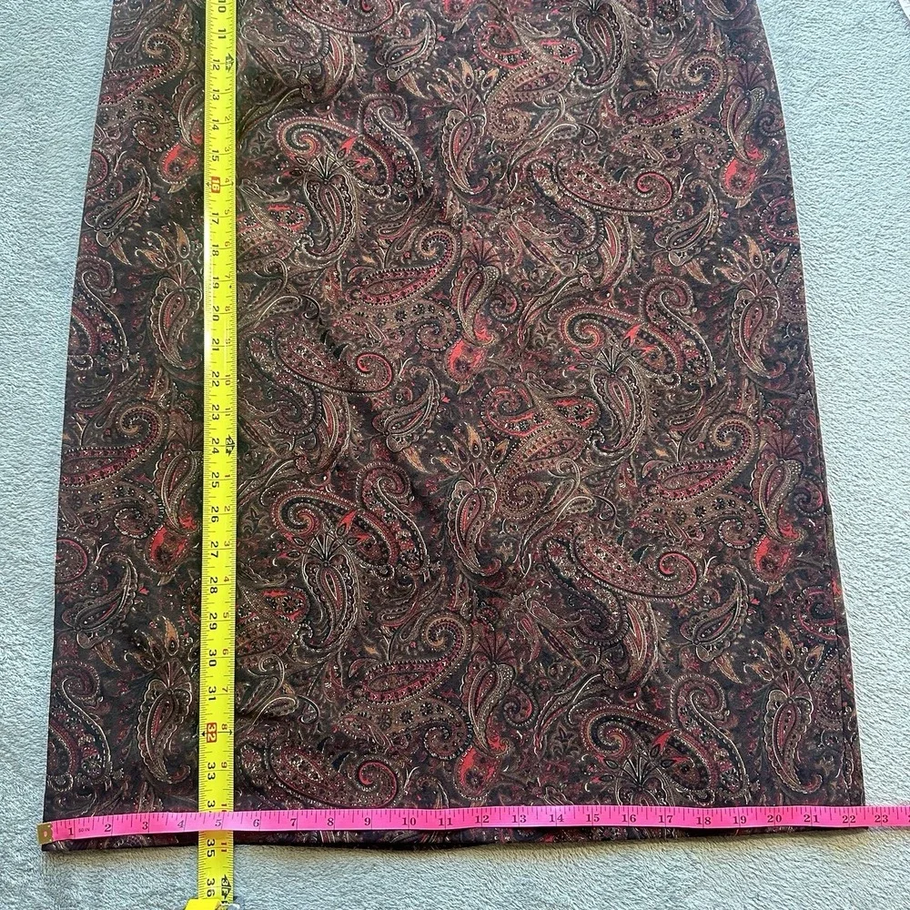 Women's Paisley Print Maxi Skirt 14 Brown‎ Red Boho Chic Cottagecore Aesthetic